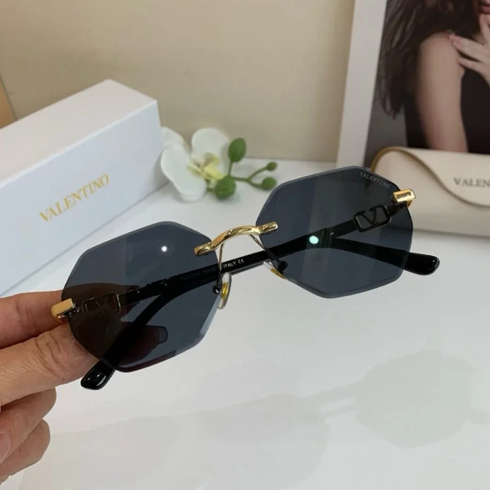 Valentino Women's Gold and Black Sunglasses - Picture 4 of 7